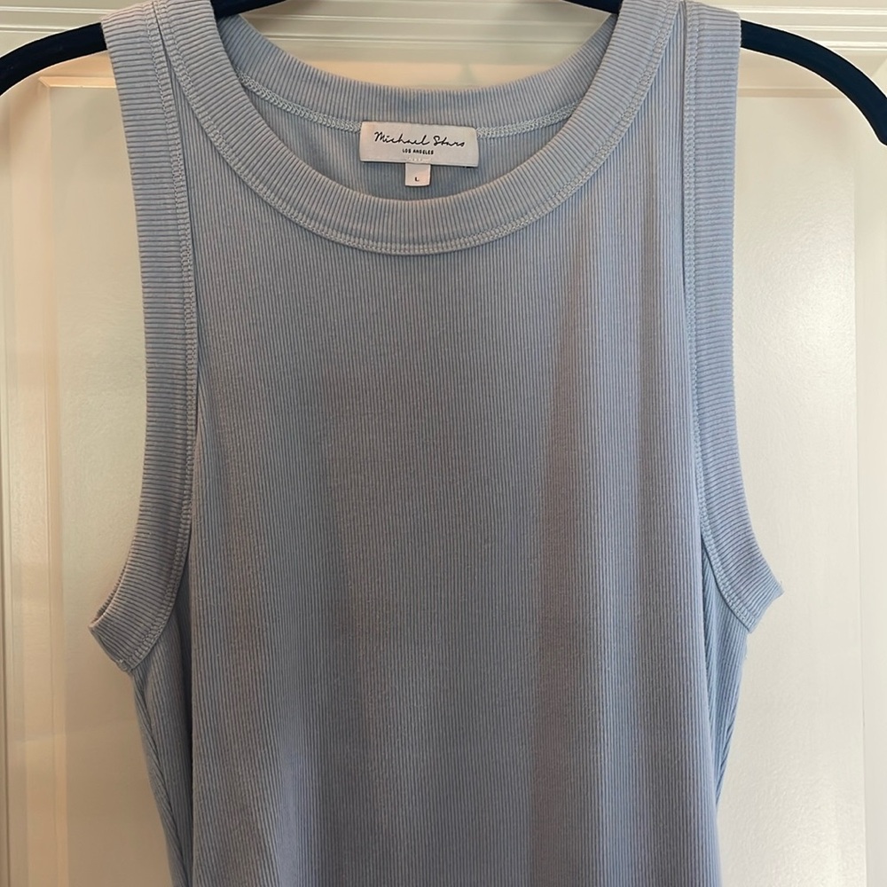 Michael Stars Wren Ribbed Midi Dress, Light Blue, size Large